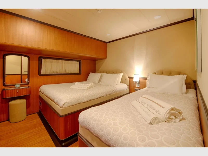 Queen of Salmakis gulet interior triple cabin wide angle