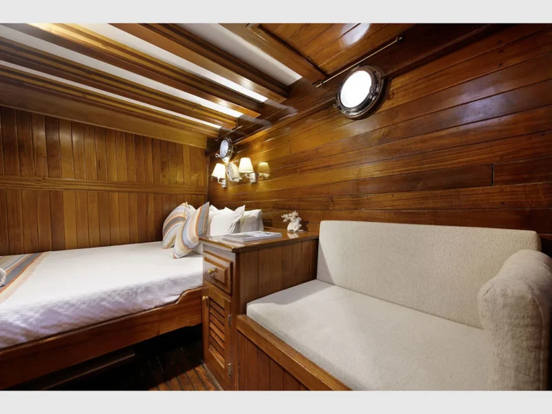 Sunworld 8 gulet charter yacht Bodrum, interior double cabin 2 wide angle