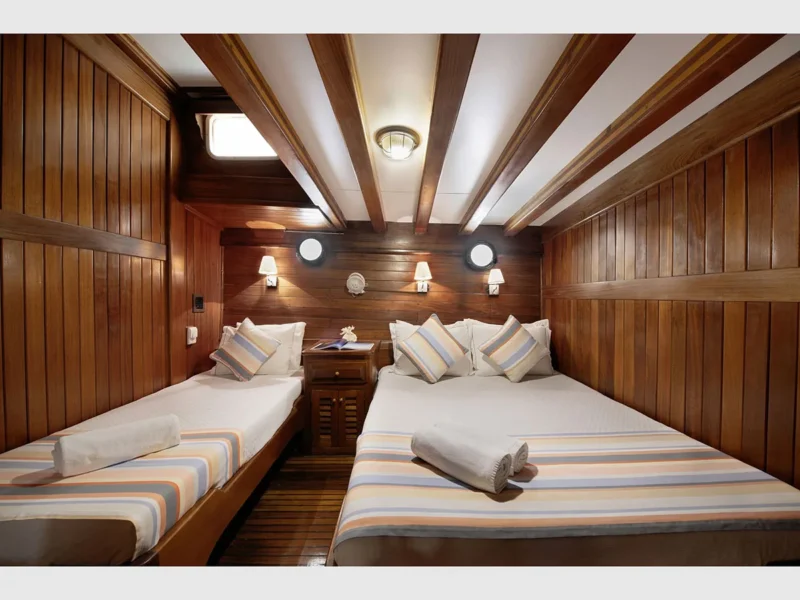Sunworld 8 gulet charter yacht Bodrum, interior triple cabin 1