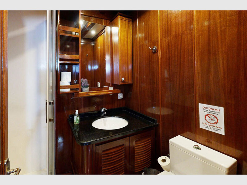 Diamond Lila kiralık gulet iç mekan ön master banyo