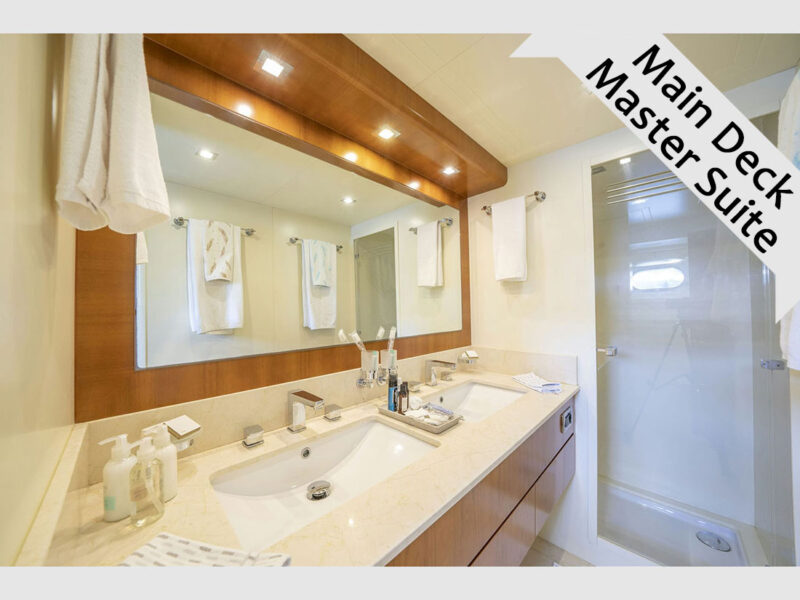 Sanref Falcon 115 iç mekan ana güverte master süit banyo