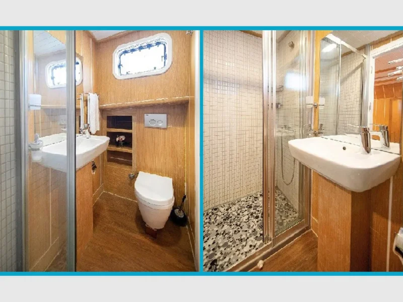 Oğuz Bey gulet iç mekan baş master kabin banyo