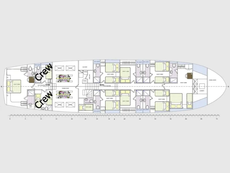 Oğuz Bey gulet güverte planı layout
