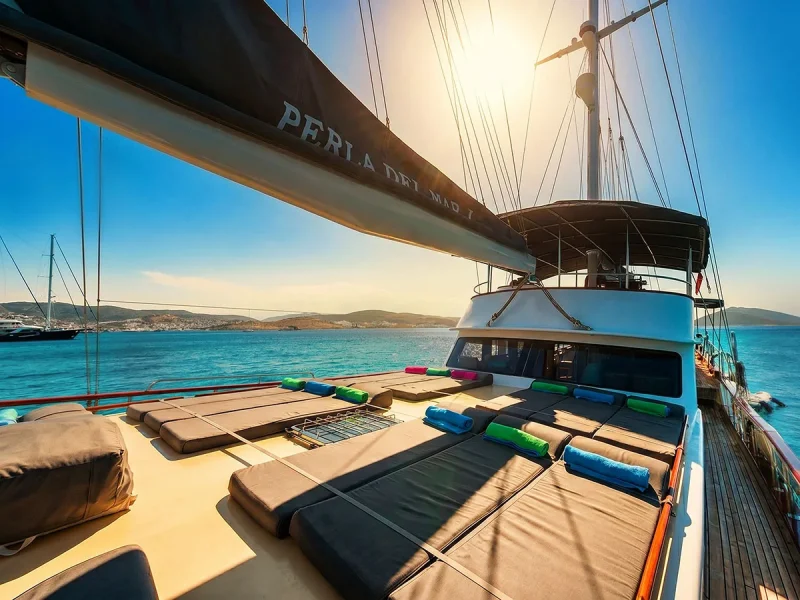 Perla Del Mar 1 gulet dış mekan ön güverte güneşlenme minderleri