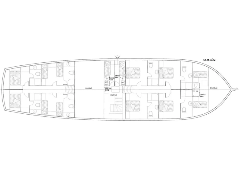 S Nur Taylan gulet güverte planı layout