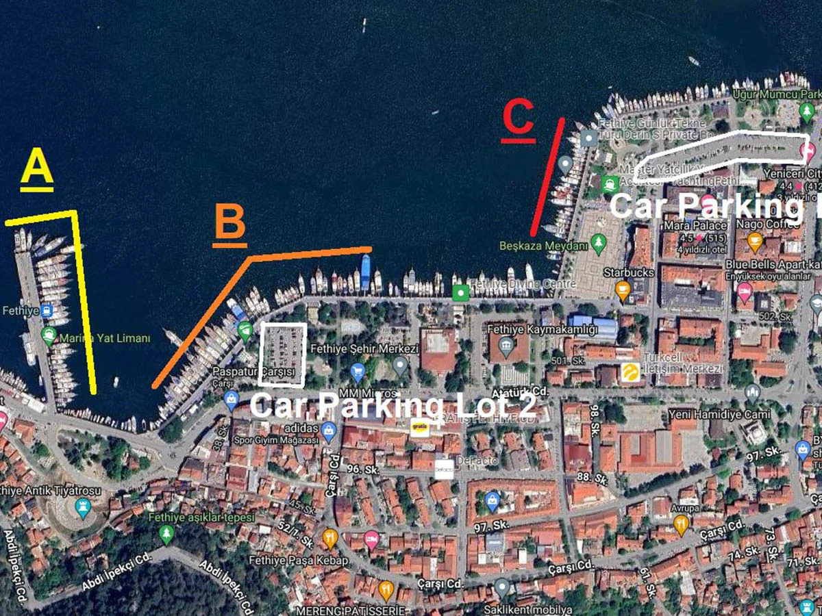 Fethiye liman yat limanı bilgileri uydu görüntüsü