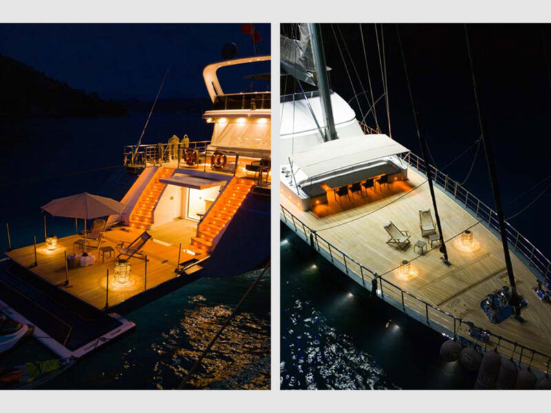 MS North Wind dış mekan ön ve arka güverteler gece aydınlatma