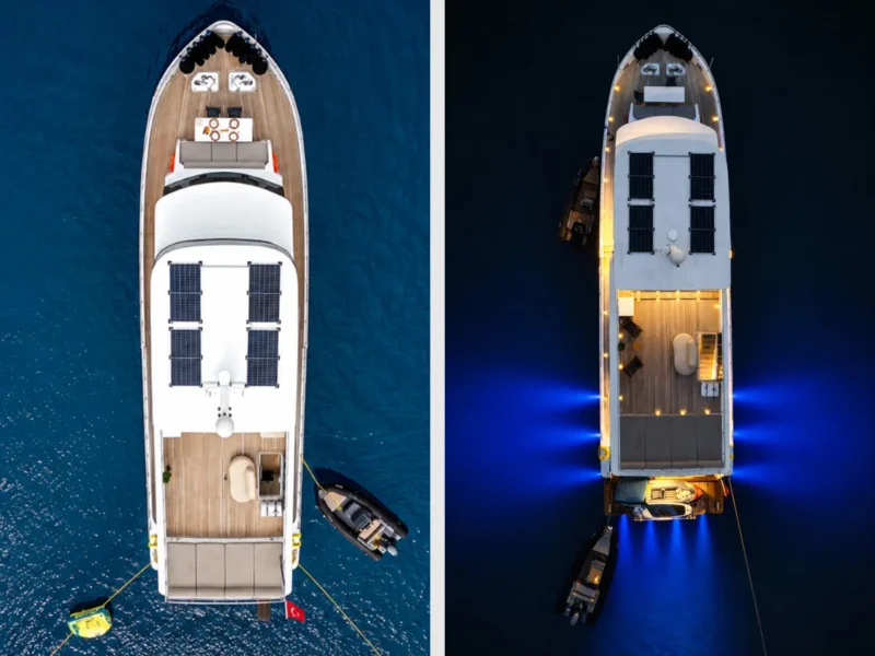 Beluga 1 trawler tepeden drone çekimi gündüz ve gece