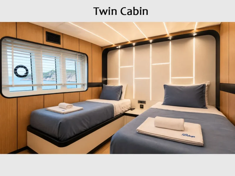 Beluga 1 trawler iç mekan twin kabin