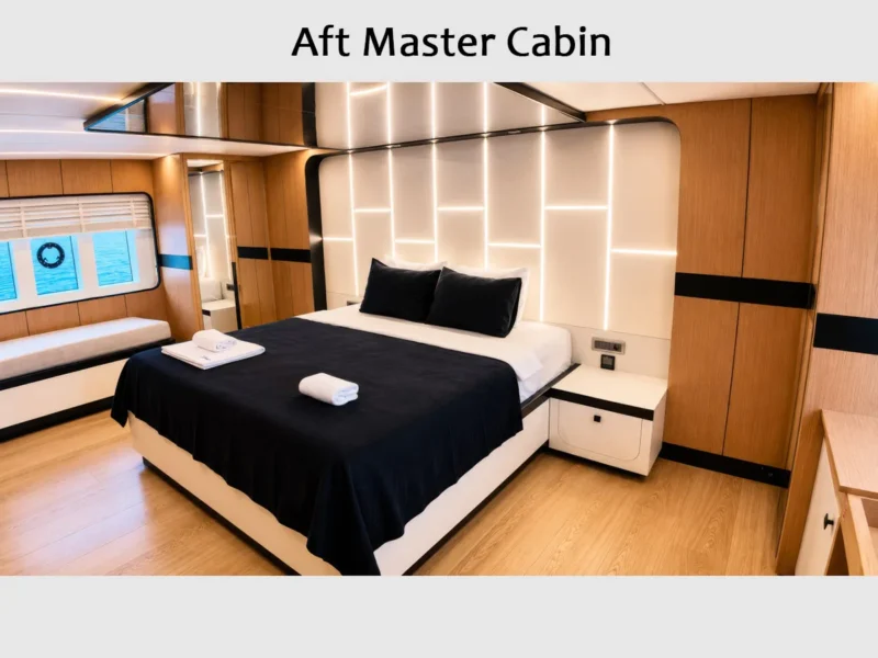 Beluga 1 trawler iç mekan kıç master kabin