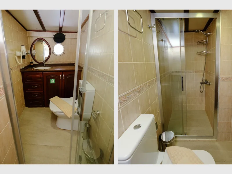 Larin Su gulet iç mekan iskele tarafı kıç double kabin banyo