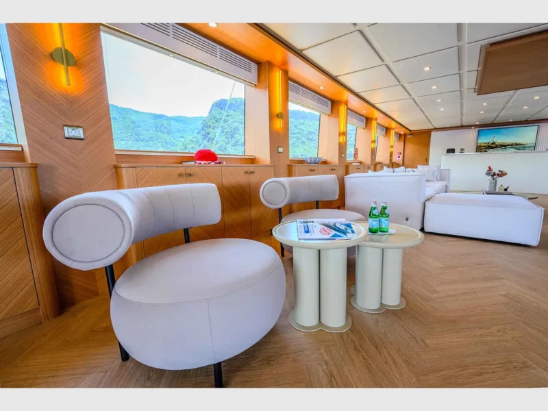 King of The Sea gulet kiralık yat iç mekan salon tekli koltuklar